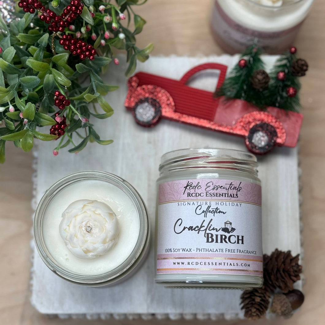 Cracklin Birch ~ Natural Hand Poured Soy Candle Med. Jar