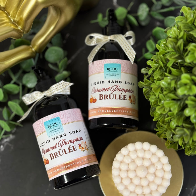 Jabón líquido y loción para manos con sabor a calabaza y caramelo brûlée