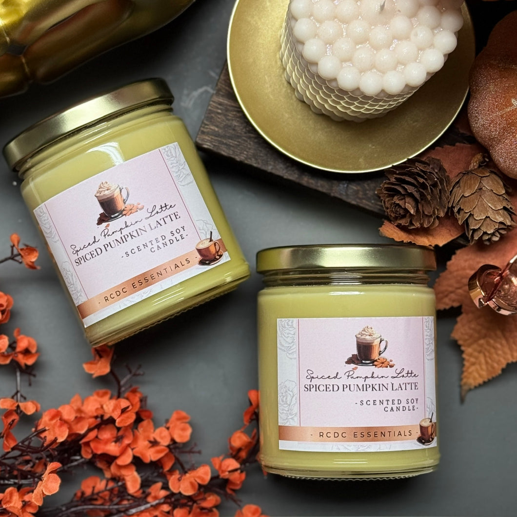 Café con leche con especias y calabaza ~ Vela de soja natural hecha a mano 