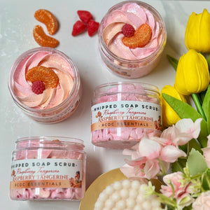 Jabón batido exfoliante de azúcar y frambuesa y mandarina