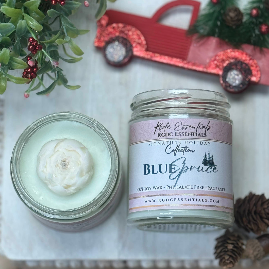 Blue Spruce~ Natural Hand Poured Soy Candle Med. Jar