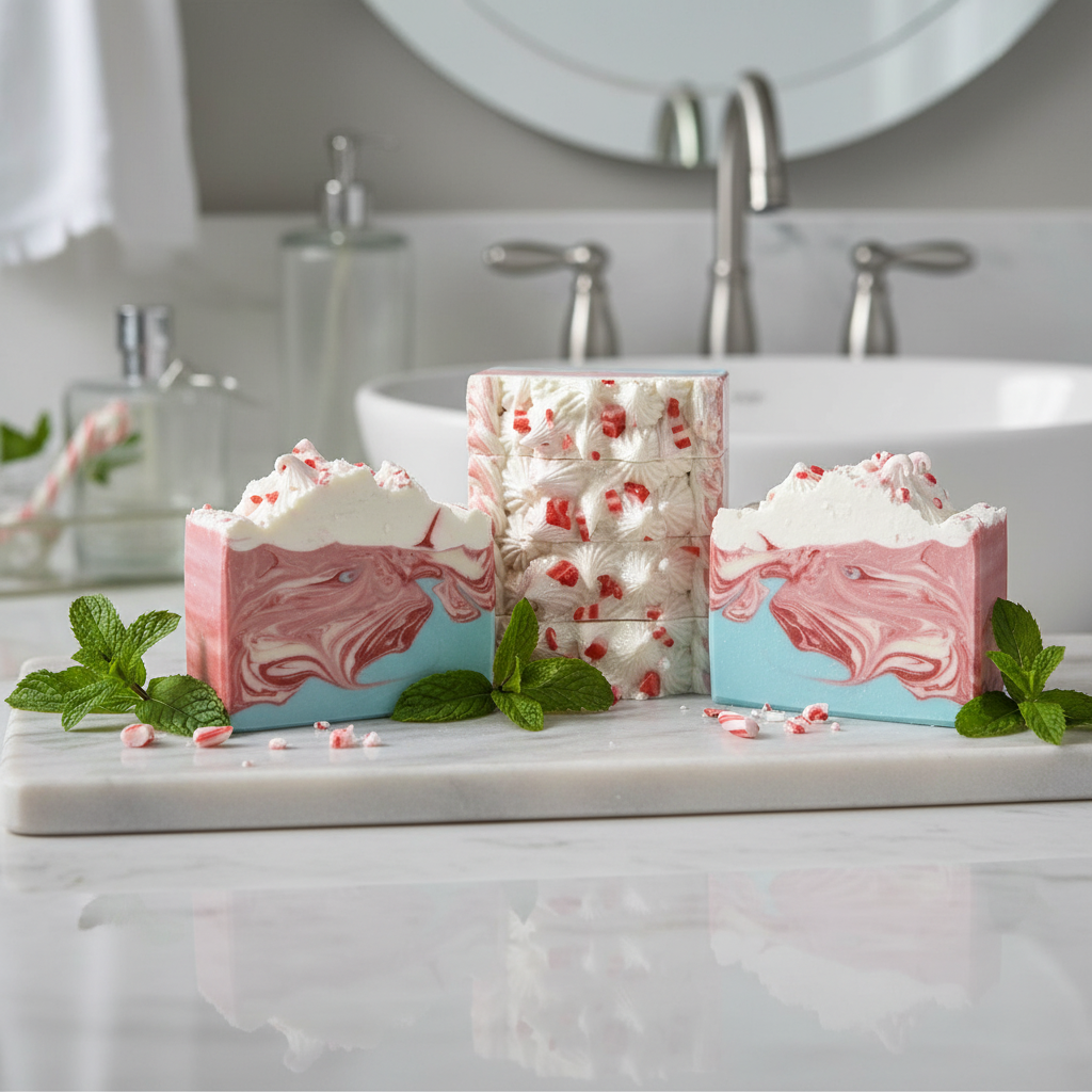 Frosted Peppermint ~ Handmade Cold Process Goat's Milk Bar Soap.