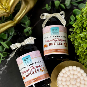 Jabón líquido y loción para manos con sabor a calabaza y caramelo brûlée
