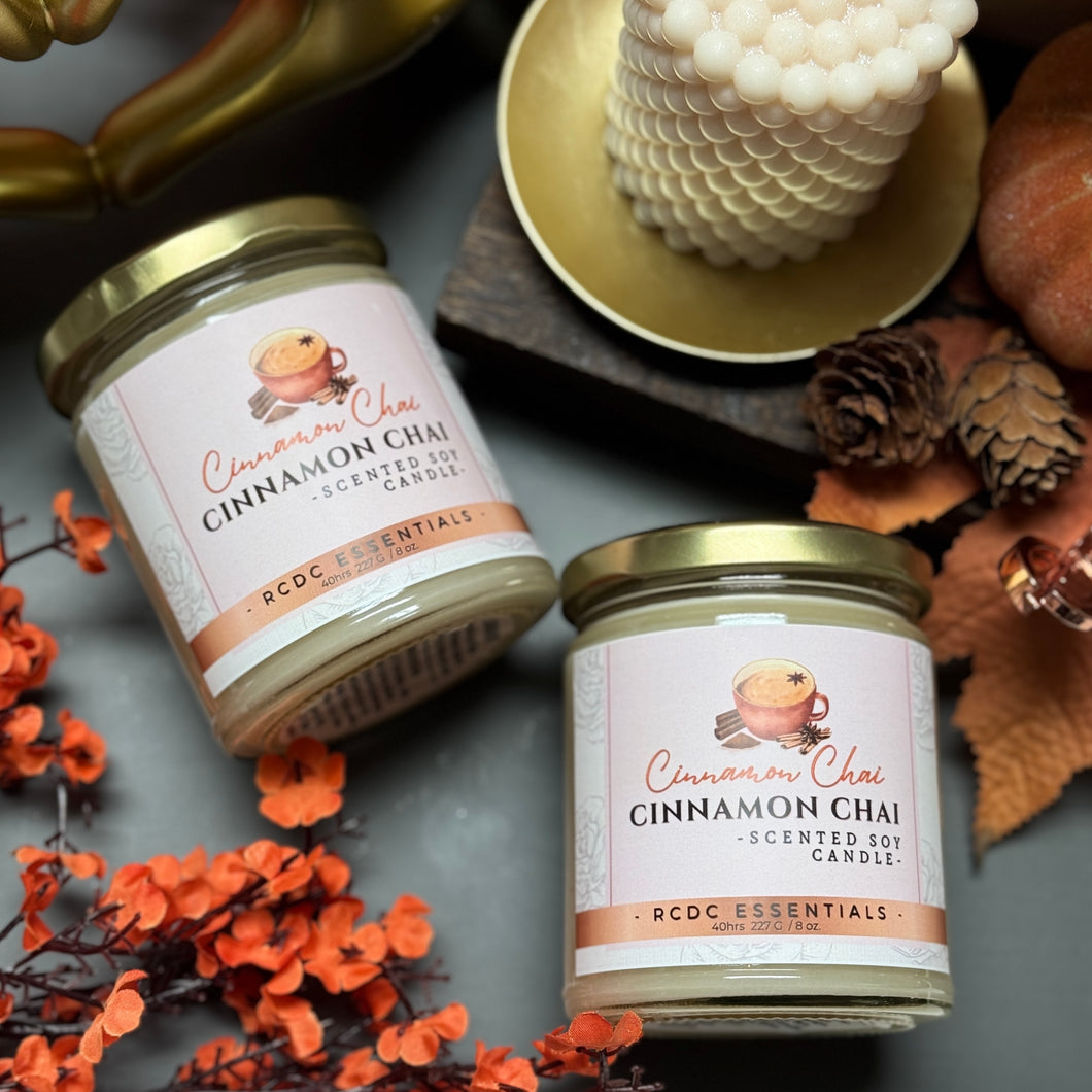 Vela de soja natural hecha a mano con canela y chai