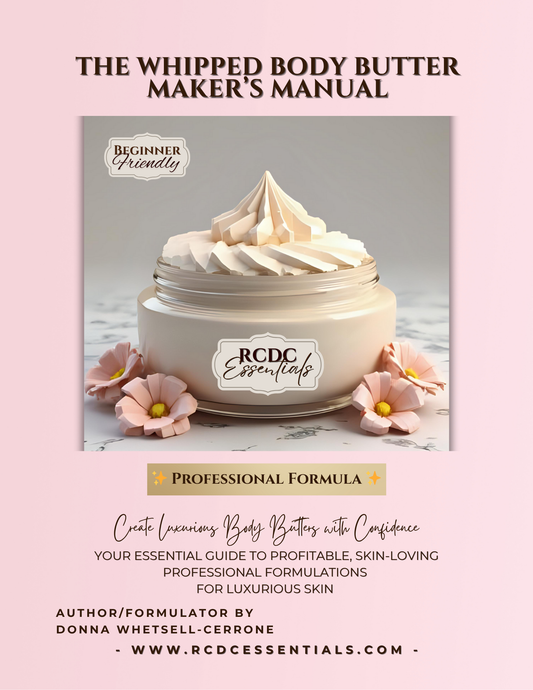 Whipped body butter recipe book cover
Body butter making manual for skincare brands
Step-by-step whipped butter formulation guide