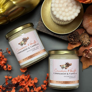 Vela de soja natural hecha a mano con vainilla y canela 