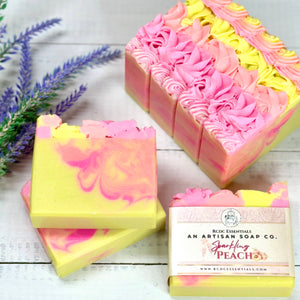 Sparkling Peach ~  Handmade Cold Process Goat's Milk Bar Soap