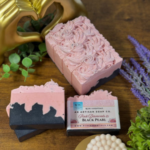 Diamants roses et perles noires ~ Savon naturel fabriqué à la main à froid