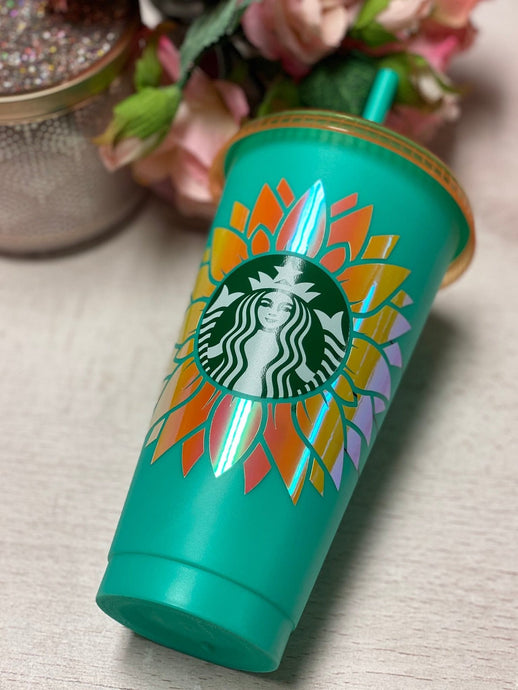 Sunflower ~ Personalized Custom Design Reusable Starbucks Cup