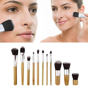Ensemble de 11 pinceaux pour maquillage, fard à paupières, fond de teint, anti-cernes + éponge mélangeuse