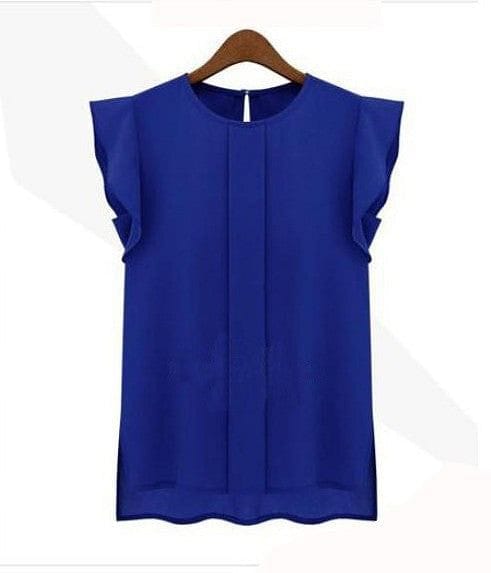 Chloe Chiffon Frill Sleeve Blouse Blue