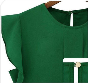 Blusa de gasa con volantes en las mangas de Chloe en color azul