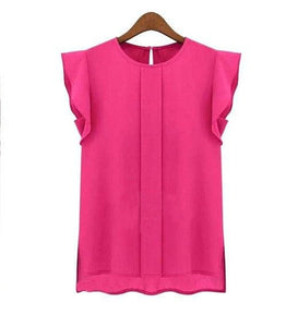 Blusa de gasa con volantes en las mangas de Chloe en color rosa