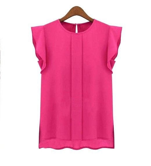 Blusa de gasa con volantes en las mangas de Chloe en color rosa