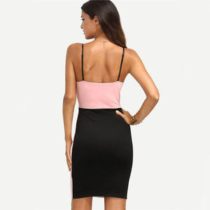 Colorblock Lace Detail Slip Dress