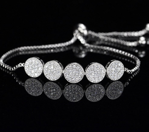 European Round Pave Micro Cz Diamond Slider Bracelet