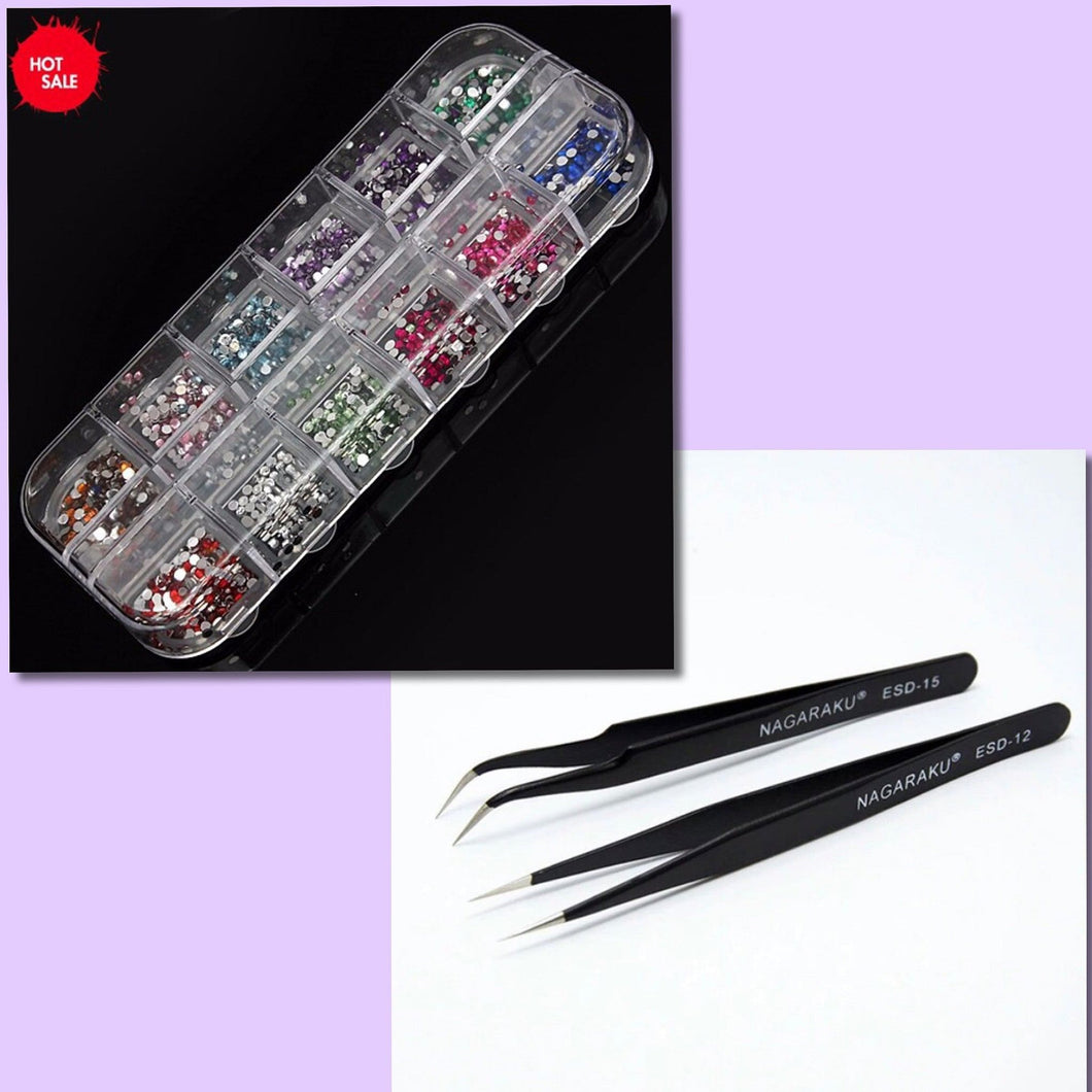 Metallic/Rhinestone Nail Art Plus 2 Picking Tools