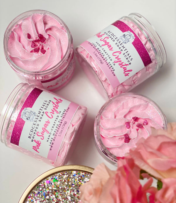 Cristales de azúcar rosados ​​~ Exfoliante de azúcar con jabón batido