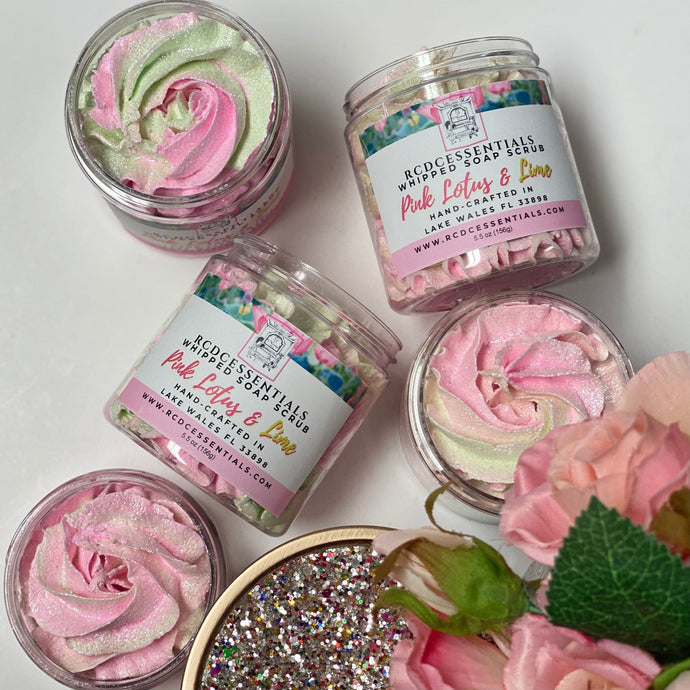 Loto rosa y lima ~ Exfoliante de azúcar con jabón batido