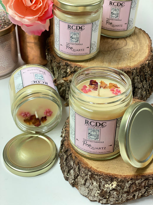Quartz rose apaisant ~ Bougie de soja naturelle coulée à la main