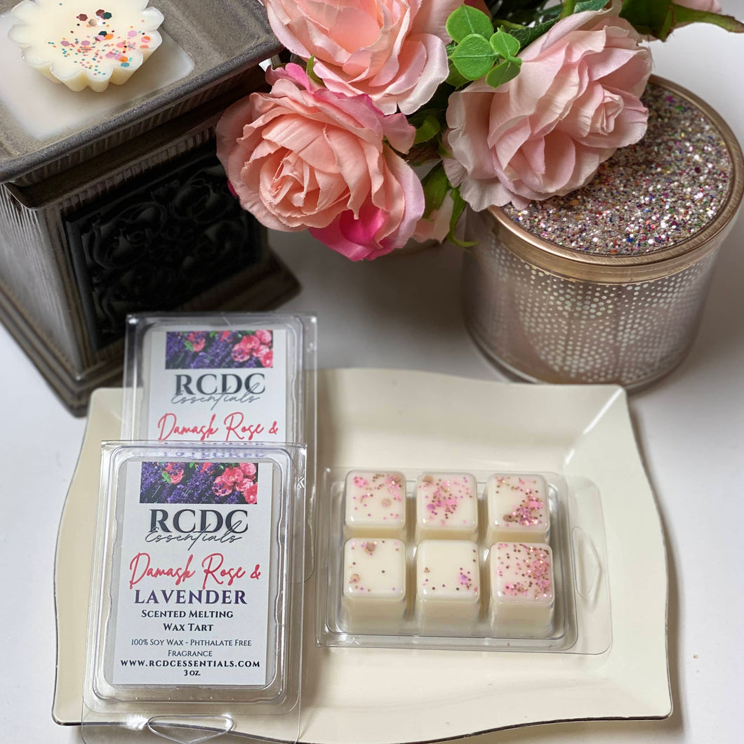 Tartelettes à la cire fondante parfumée à la rose de Damas et à la lavande