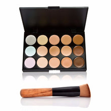 Palette de 15 couleurs de correcteur de crème/éponge à eau/pinceau à poudre
