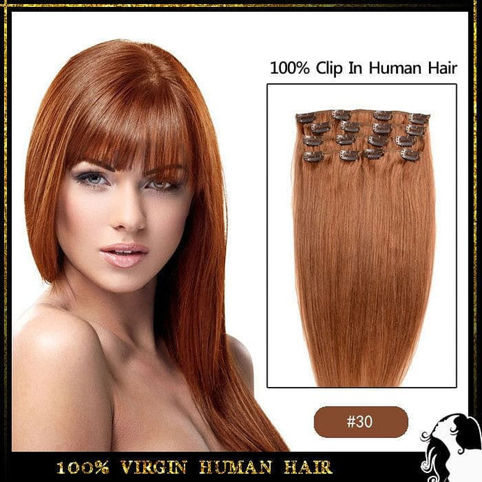 Extensions de cheveux humains vierges brésiliens, 8 pièces 100 g à clipser