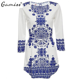 Vestido camisero corto con estampado étnico y mangas largas estilo casual de Gamiss