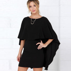 Freely Chic Backless Cape Bodycon Dress