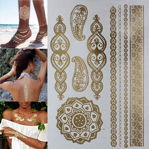 Metallic Henna Tatouage Body art tattoo stickers