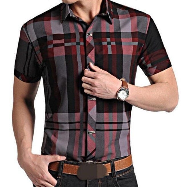 Men's Short Sleeve Plaid Shirt