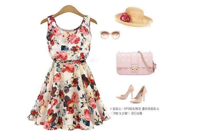 Floral Print Chiffon Dress