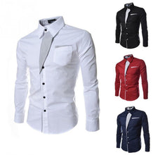 Men's Casual Slim Fit Stripe Lapel Long-Sleeve Shirts