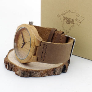 Men's Winter is Coming Wolf Designer Bamboo Wood