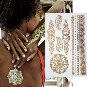 Metallic Henna Tatouage Body art tattoo stickers