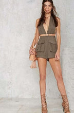 Travel On The Wildside Deep V-neck Halter Romper