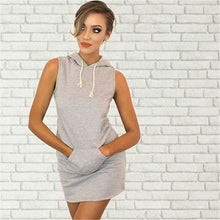 Sporty Pullover Sleeveless Hoodie Dress