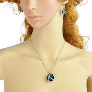 Emerald Green Crystal Drop Pendant & Earring Set