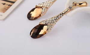 Trendy Crystal Gold Plated Drop Earrings