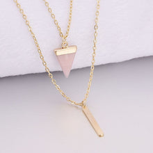 Arrow Point Multi Layer Bar & Faux Stone Pendant Necklace