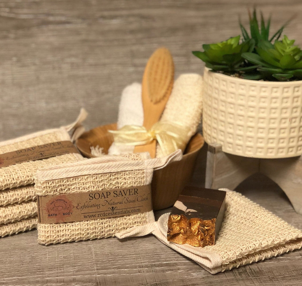 Gant de toilette exfoliant en sisal naturel ~ Économiseur de savon