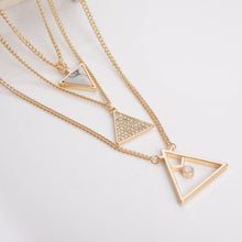 Bailey Triangle & Faux Stone Multi Layer Pendant Necklace