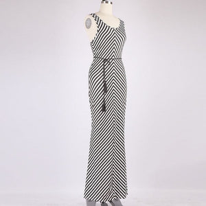 Striped Racer Back Dress/Waist Tie