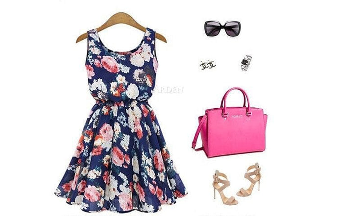 Floral Print Chiffon Dress