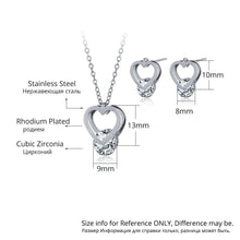 Spinning Cubic Zirconia Heart Shaped Necklace/Earring Set