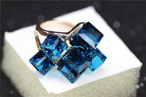 Blue Topaz Crystal Cz Cocktail Ring