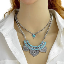 Antique Ethnic Style Multilayer Necklace with Turquoise Collar