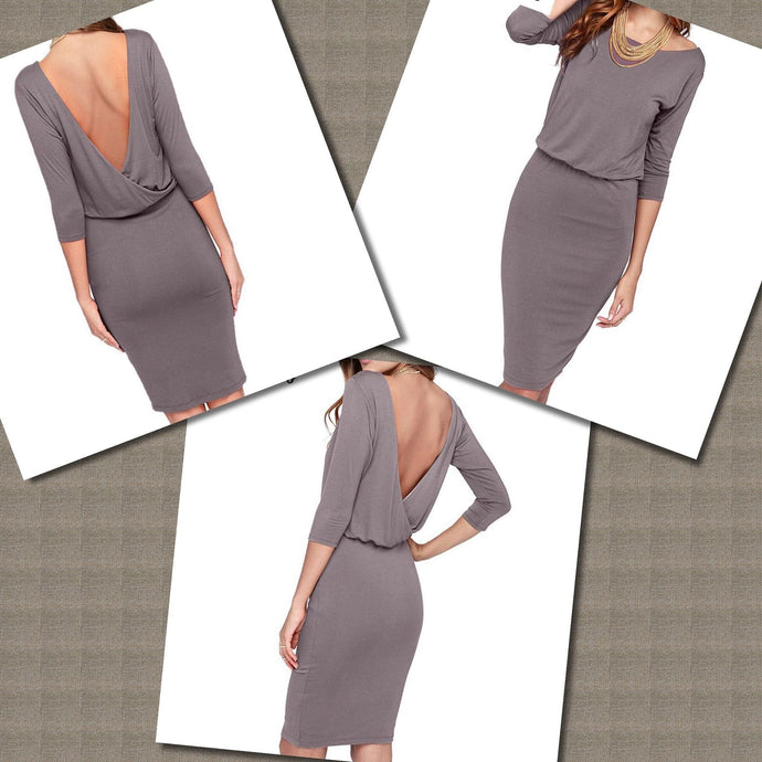 Smokey Grey Backless Dress