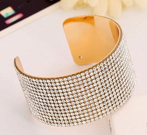 Chic Crystalized Wide Cuff Open Bracelet