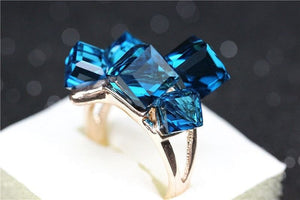 Blue Topaz Crystal Cz Cocktail Ring